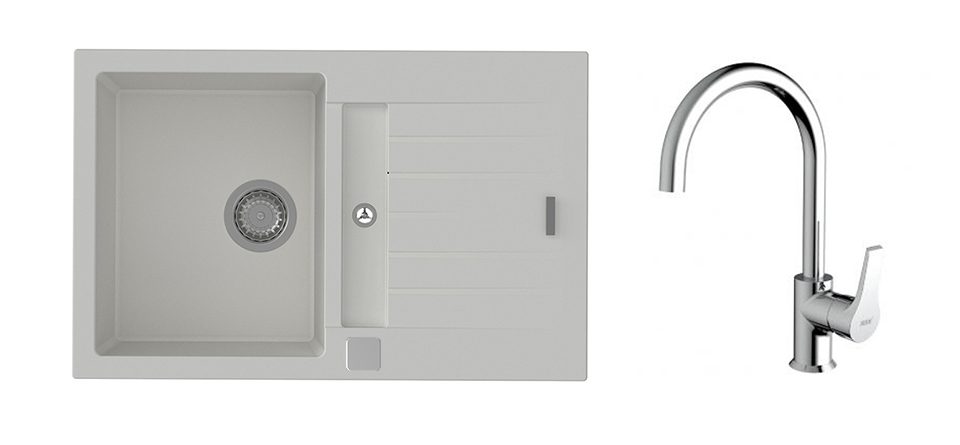 K-StrongSinks S3 Set dřez Vardar 780x500mm granit bílá + Baterie Rhona chrom
