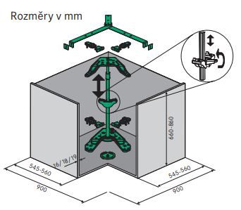 KES 260500 Revo 90°, rohový mechanismus