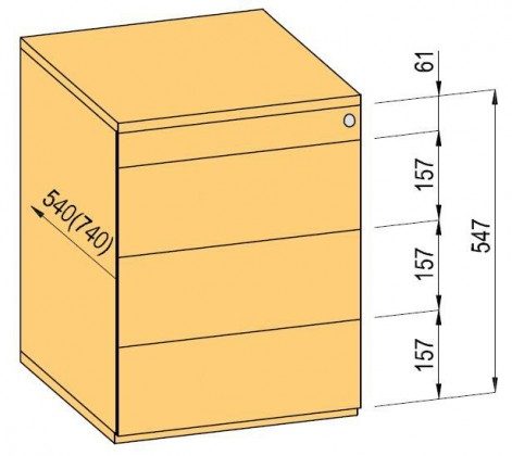 K-BBP kontejner 540/392 mm typ 3 zásuvka plast částečný výsuv TipAer