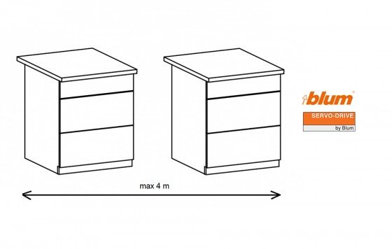 K-BLUM Servodrive sada, 2 korpusy x 3 zásuvky, korpus 760-769 mm