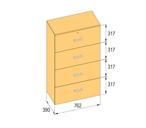 K-BBP kartotéka typ R4 pro vnitřní šířku 762/390 mm výška 1276mm s tlumením