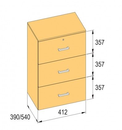 K-BBP kartotéka typ R3 pro vnitřní šířku 412/540 mm výška 1076mm bez tlumení