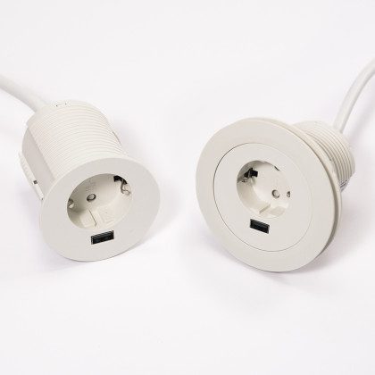 VersaTag elektrická zásuvka 1x 230V Schuko, 1x USB A, bílá