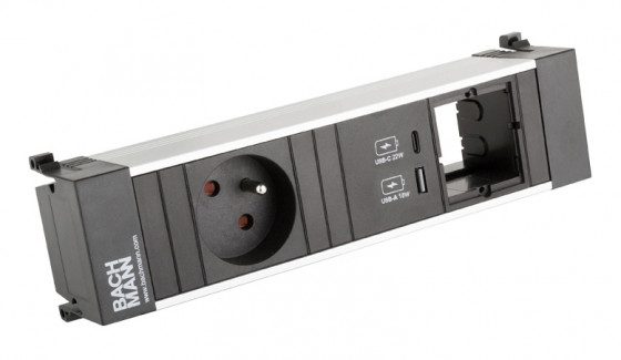 BACHMANN 916.527 zásuvková jednotka 1x 230V FR, USB A+C 22W + 1x volný modul