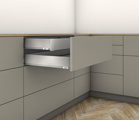 BLUM Merivobox M 500 mm, 70 kg, Indium šedá, vnitřní, KOMPLET