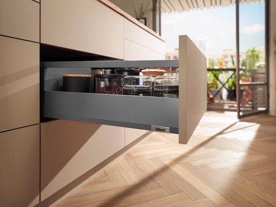 BLUM sada Merivobox, zásuvka E reling, 450mm/70kg, tmavě šedá OG