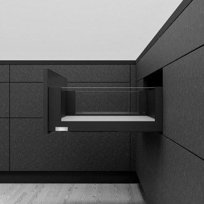K-BLUM Legrabox, zásuvka C free 500mm/40kg, Blumotion/TOB, černá, vnitřní, sklo