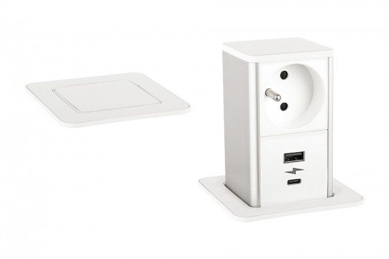 StrongPower PowerUp zásuvka, 1x230V, Francouzská, USB A+C nabíjecí, bílá