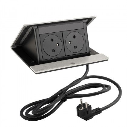 LEGRAND elektrická zásuvka PopUp, 2x 230V FR, broušený hliník