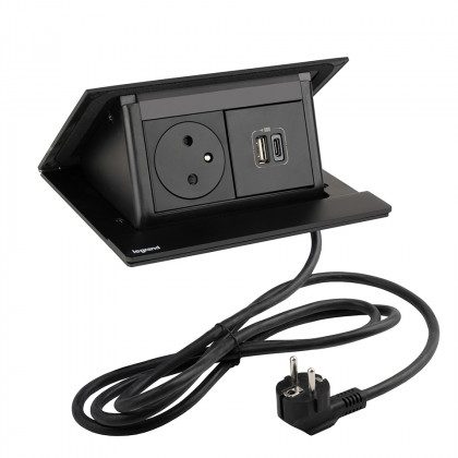 LEGRAND elektrická zásuvka PopUp, 1x 230V FR, 1x USB A+C, černá matná