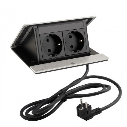 LEGRAND elektrická zásuvka PopUp, 2x 230V, Schuko, broušený hliník