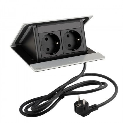 LEGRAND elektrická zásuvka PopUp, 2x 230V, Schuko, eloxovaný hliník