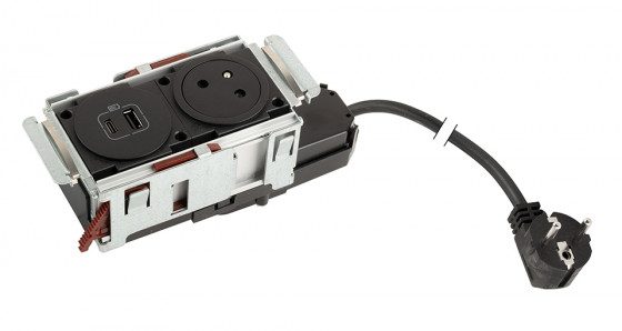 LEGRAND DisqIn 1x230, 1x USB A+C, černá