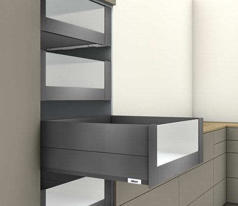 K-BLUM Merivobox, zásuvka E boxcap 500mm/70kg, tmavě šedá OG, vnitřní, sklo
