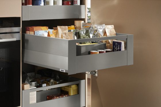 BLUM Merivobox E Boxcap 450 mm, 70 kg, Indium šedá, vnitřní, reling, KOMPLET