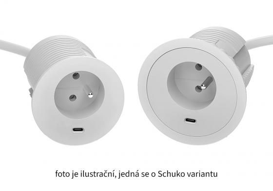 VersaTag elektrická zásuvka 1x 230V Schuko, 1x USB C, bílá