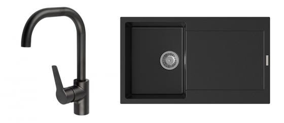 K-StrongSinks S3 Set dřez Zala 860x500mm granit černá + Baterie Garonne černá