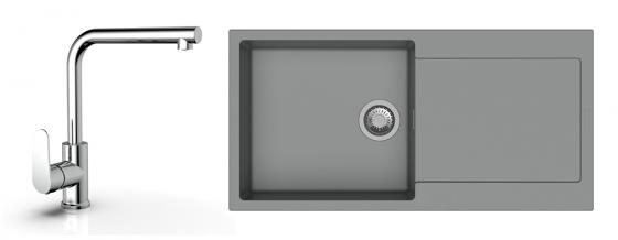K-StrongSinks S3 Set dřez Zala 1000x500mm granit šedá + Baterie Stréva chr.
