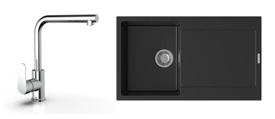 K-StrongSinks S3 Set dřez Zala 860x500mm granit černá + Baterie Stréva chrom