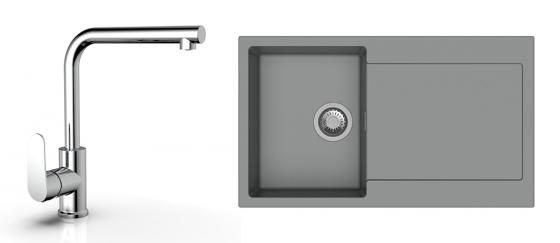 K-StrongSinks S3 Set dřez Zala 860x500mm granit šedá + Baterie Stréva chrom