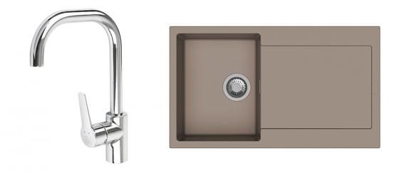 K-StrongSinks S3 Set dřez Zala 860x500mm granit béžová + Baterie Garonne chrom