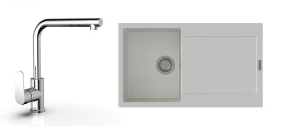 K-StrongSinks S3 Set dřez Zala 860x500mm granit bílá + Baterie Stréva chrom