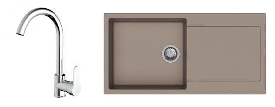 K-StrongSinks S3 Set dřez Zala 1000x500mm granit béžová + Baterie Seina chrom
