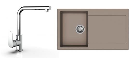 K-StrongSinks S3 Set dřez Zala 860x500mm granit béžová + Baterie Stréva chrom