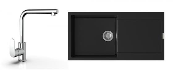 K-StrongSinks S3 Set dřez Zala 1000x500mm granit černá + Baterie Stréva chr.