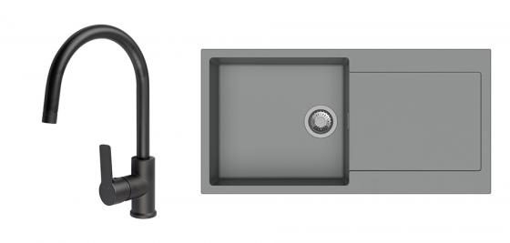 K-StrongSinks S3 Set dřez Zala 1000x500mm granit šedá + Baterie Loira černá