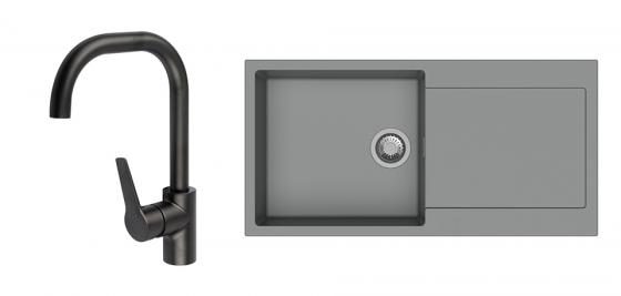 K-StrongSinks S3 Set dřez Zala 1000x500mm granit šedá + Baterie Garonne černá