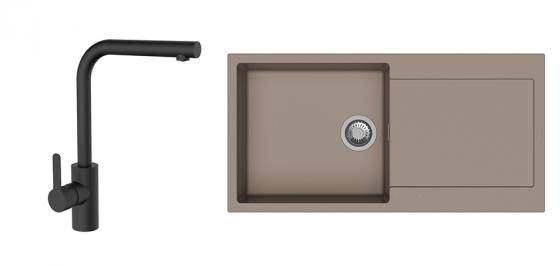 K-StrongSinks S3 Set dřez Zala 1000x500mm granit béžová + Baterie Ipoly černá
