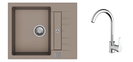 K-StrongSinks S3 Set dřez Vardar 615x500mm granit béžová + Baterie Seina chrom