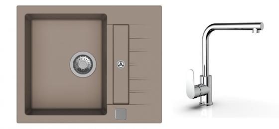K-StrongSinks S3 Set dřez Vardar 615x500mm granit béžová + Bater. Stréva chrom