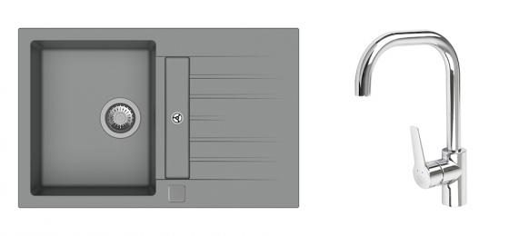 K-StrongSinks S3 Set dřez Vardar 780x500mm granit šedá + Baterie Garonne chr.