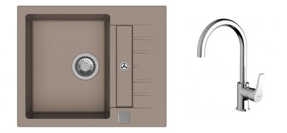 K-StrongSinks S3 Set dřez Vardar 615x500mm granit béžová + Baterie Rhona chrom