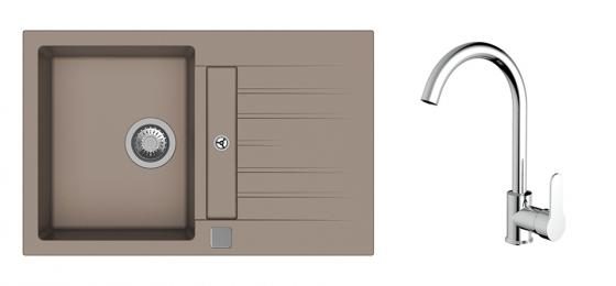 K-StrongSinks S3 Set dřez Vardar 780x500mm granit béžová + Baterie Seina chrom