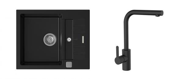 K-StrongSinks S3 Set dřez Vardar 615x500mm granit černá + Baterie Ipoly černá
