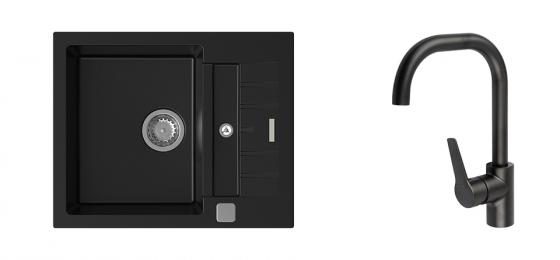 K-StrongSinks S3 Set dřez Vardar 615x500mm granit černá + Bater. Garonne černá