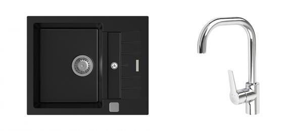 K-StrongSinks S3 Set dřez Vardar 615x500mm granit černá + Bater. Garonne chrom