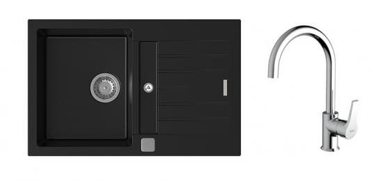 K-StrongSinks S3 Set dřez Vardar 780x500mm granit černá + Baterie Rhona chrom