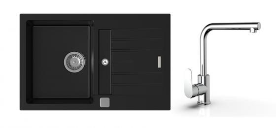 K-StrongSinks S3 Set dřez Vardar 780x500mm granit černá + Baterie Stréva chr.