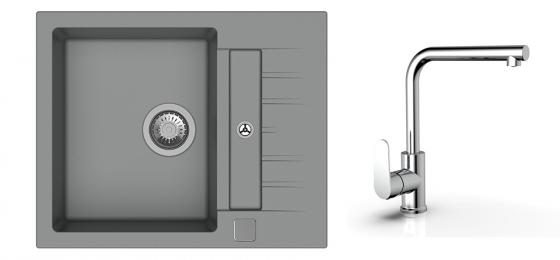 K-StrongSinks S3 Set dřez Vardar 615x500mm granit šedá + Baterie Stréva chrom