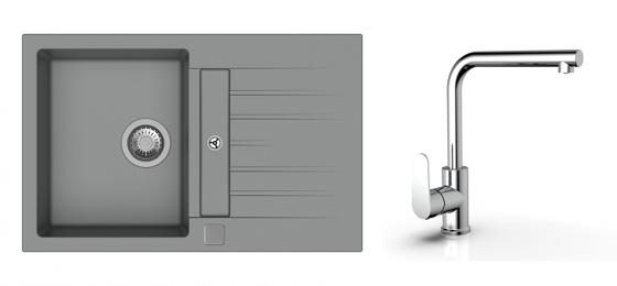 K-StrongSinks S3 Set dřez Vardar 780x500mm granit šedá + Baterie Stréva chr.