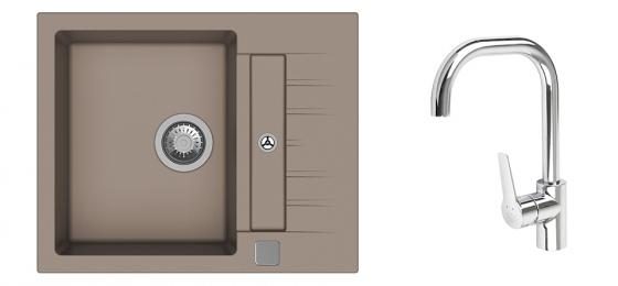 K-StrongSinks S3 Set dřez Vardar 615x500mm granit béžová + Bater. Garonne chrom