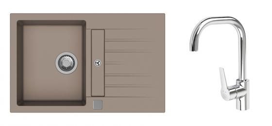 K-StrongSinks S3 Set dřez Vardar 780x500mm granit béžová + Baterie Garonne chr.