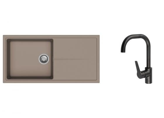 K-StrongSinks S3 Set dřez Labe 1000x500mm granit béžová + Baterie Garonne černá