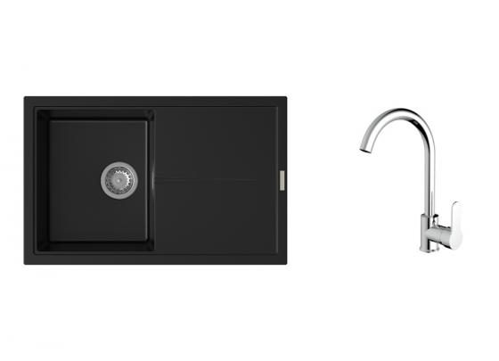 K-StrongSinks S3 Set dřez Labe 780x500mm granit černá + Baterie Seina chrom