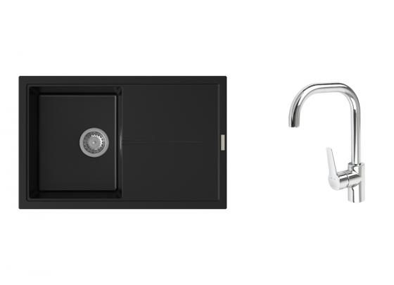 K-StrongSinks S3 Set dřez Labe 780x500mm granit černá + Baterie Garonne chrom