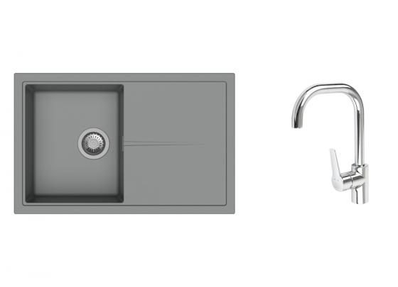 K-StrongSinks S3 Set dřez Labe 780x500mm granit šedá + Baterie Garonne chrom